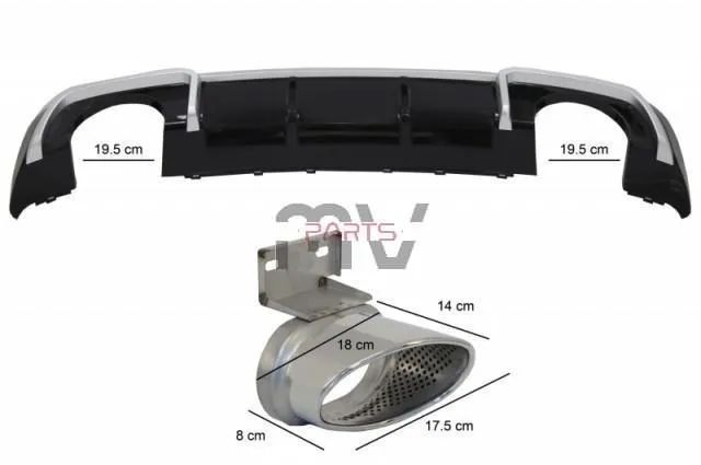 Difusor com Ponteiras Audi A3 8V Sportback / Hatchback (2016 a 2019)