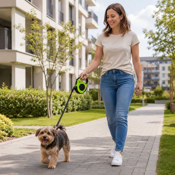 Smycz Automatyczna Dla Psa 5m Do 15kg Zwijana Taśma Mocna
