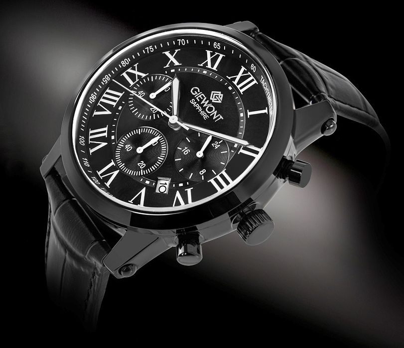 zegarek męski giewont chronograph sapphire czarny gw6260-a3
