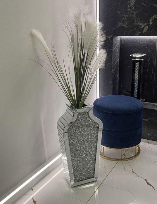 Lustrzany duży wysoki wazon glamour kryształki