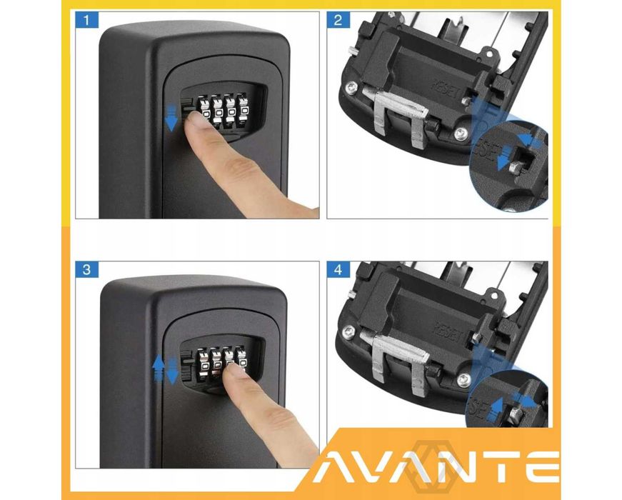 Metalowy Sejf Ścienny na Klucze Skrzynka Szafka Schowek Booking BnB