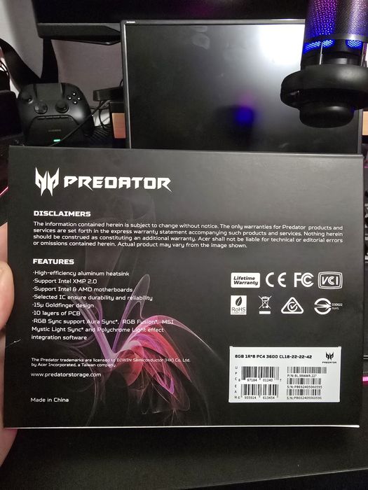 Predator Apollo DDR4 RGB 16GB 3600MHz (kit 2x8GB)