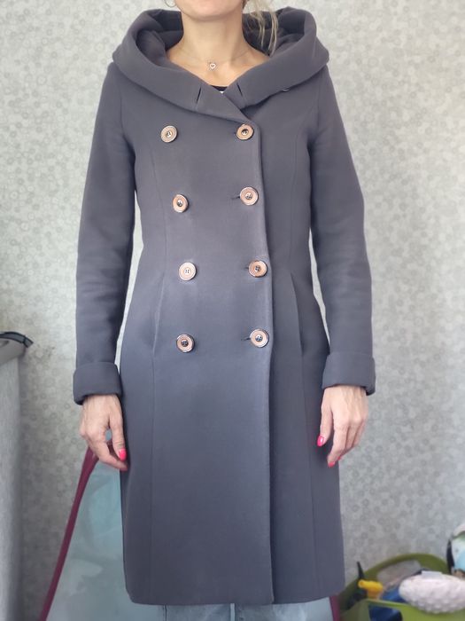 Пальто жіноче з капюшоном ARMODA by Artan company осіннє сіре (р - 36)