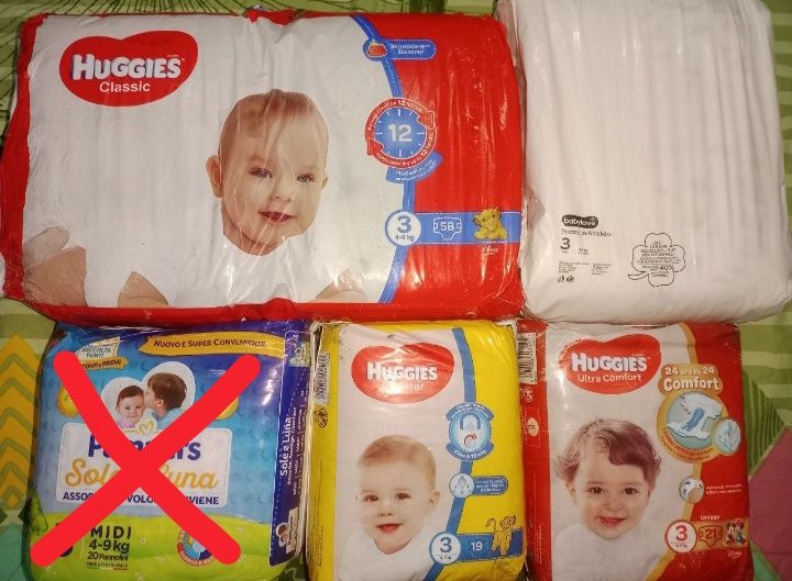 Підгузки дитячі huggies 3, babylove 3