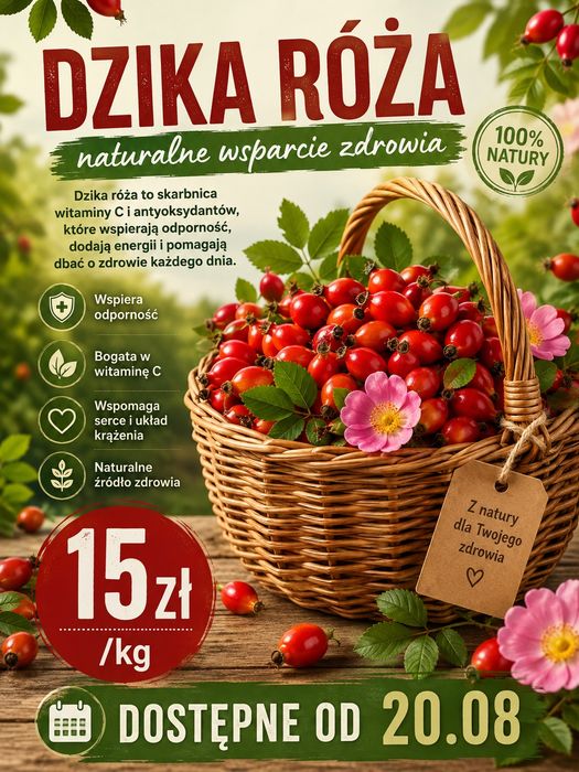 Dzika róża owoce świeże 2 kg , zbiór Sudety / Bieszczady