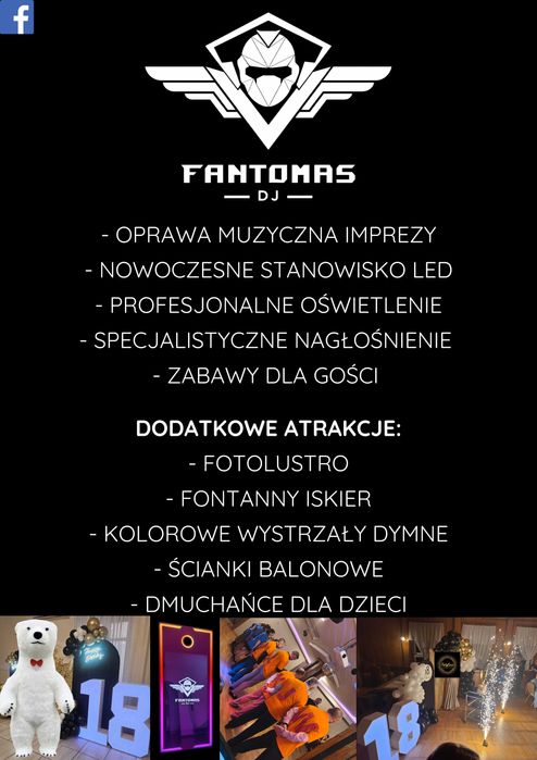 DJ konferansjer oprawa muzyczna imprezy urodziny wesela 18 komunie chrzciny imprezy firmowe plenerowe + dodatkowe atrakcje w pakiecie