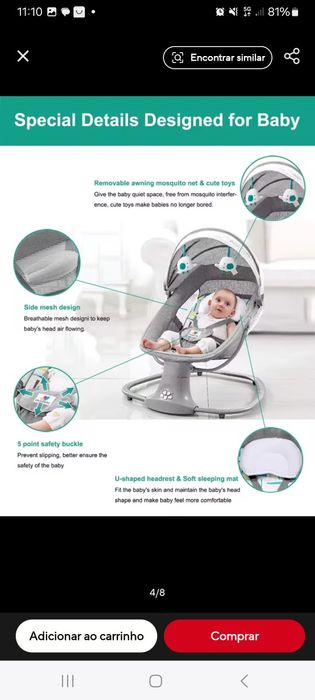 Espreguiçadeira de bebé nova