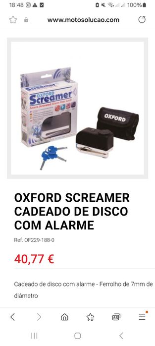 Cadeado de disco com alarme Oxford
