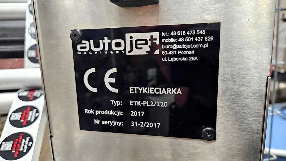 Etykieciarka Autojet ETK-PL2/220 2017r. – sprawna, kompletna