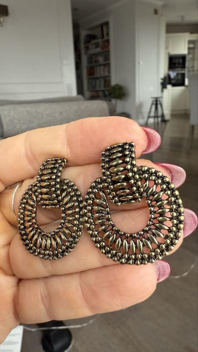 Massimo  dutti kolczyki  zlote miedziane