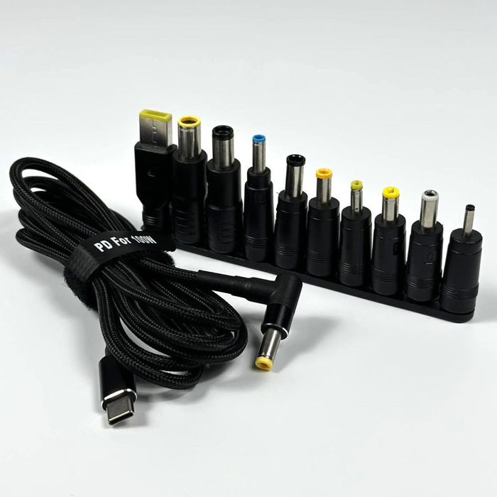 Кабель для ноутбука від повербанка USB C PD 100W 10 насадок