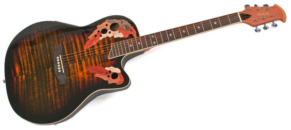 Guitarra tipo ovation castanha tigre