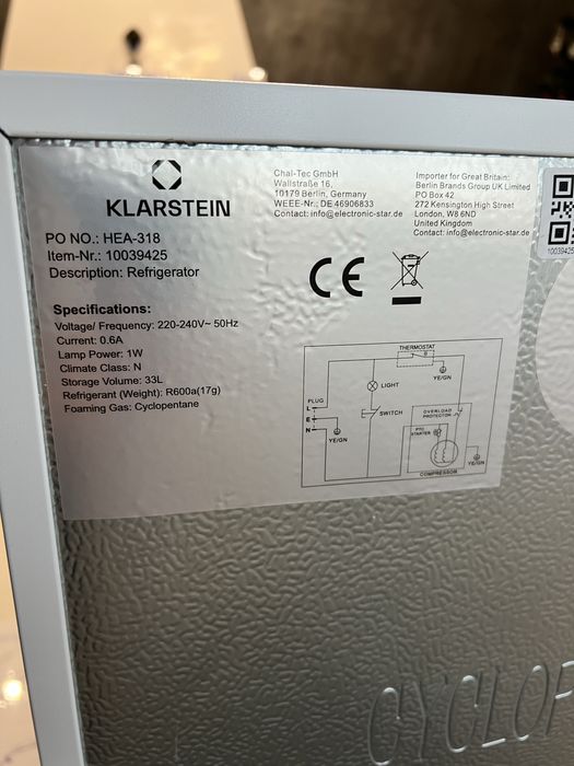 Холодильник для напоїв з Німеччини Klarstein HEA-BeersafeM 10039425