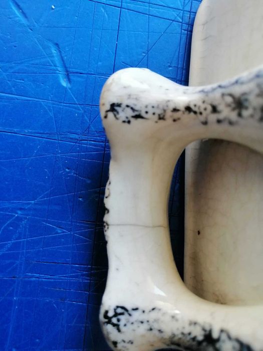 Terrina e travessa Real Fábrica Sacavém motivo Estátua em preto