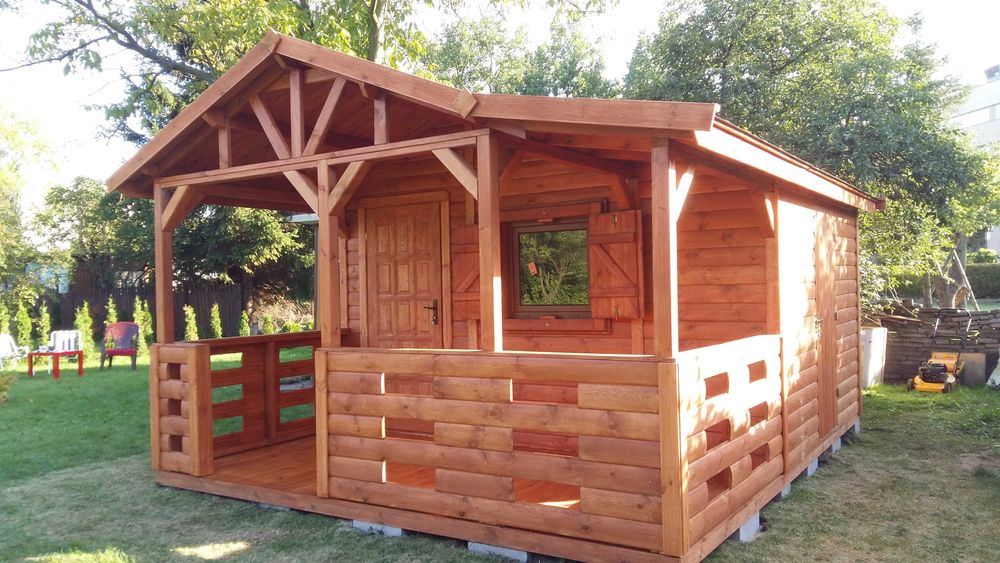 domek drewniany,ogrodowy, parterowy, wym 5mx5m, parterowy, z komórką
