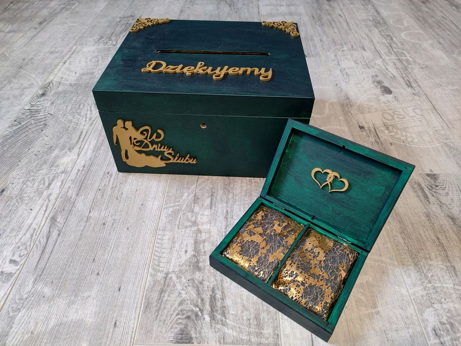 Skrzynka na koperty i szkatułka na obrączki