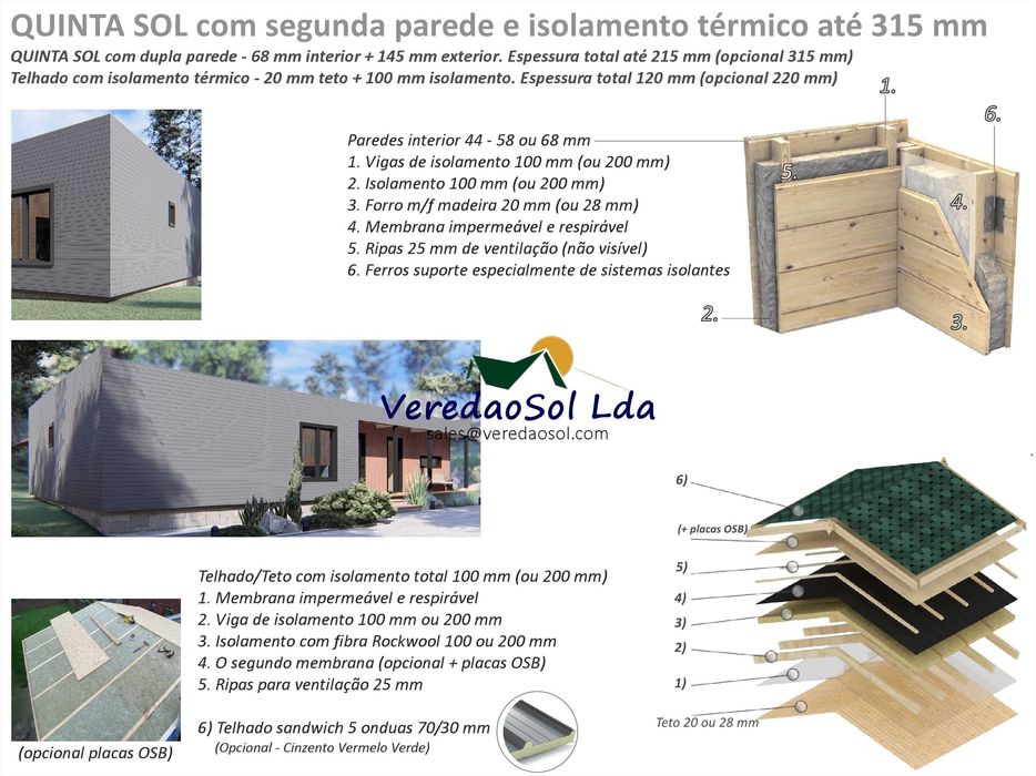 Casa madeira pre fabricada KIT QUINTA SOL T4 139m² - CE A+/A++