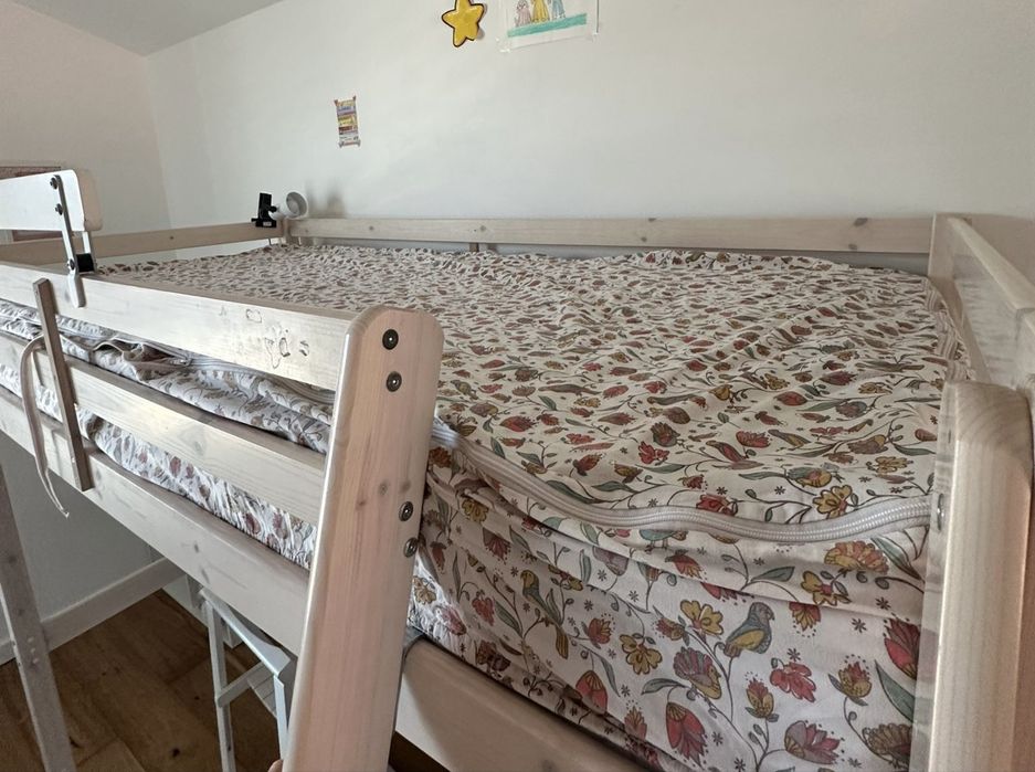 Cama alta beliche com secretaria+colchão