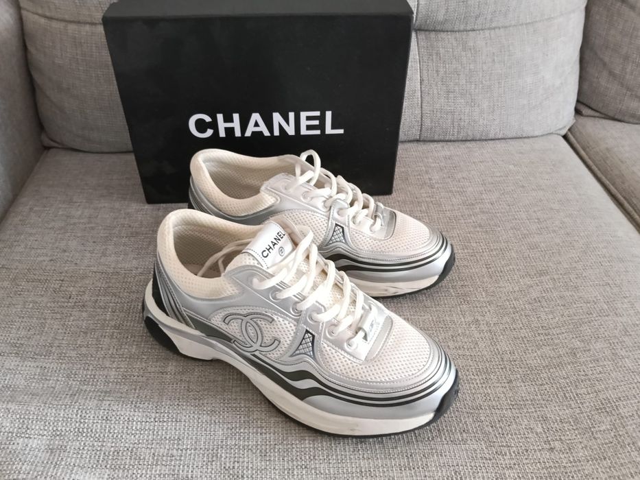 Chanel runner, brancos  prateados