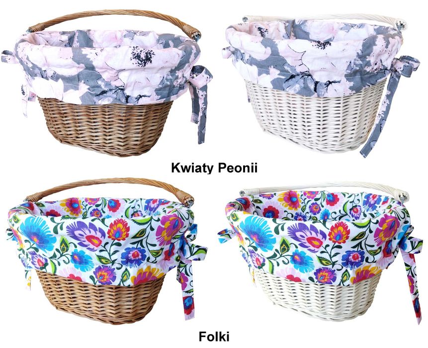 Koszyk na rower wiklinowy kosz na kierownicę z uchwytem +wkład Jackmar