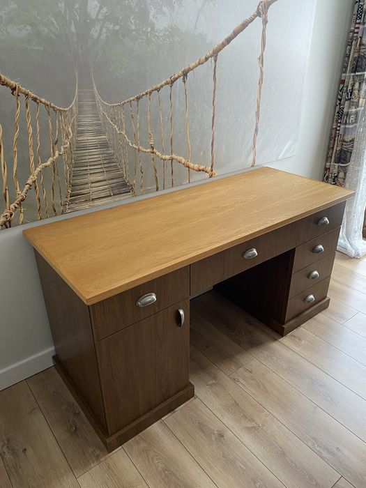 Solidne Biurko (od stolarza)/Ciężkie– dębowy blat, stan idealny