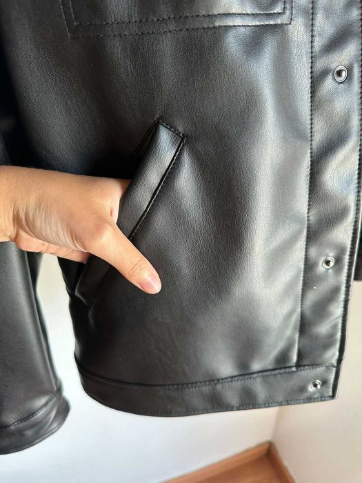 Blusao motard biker casaco homem Zara Man efeito pele preto S