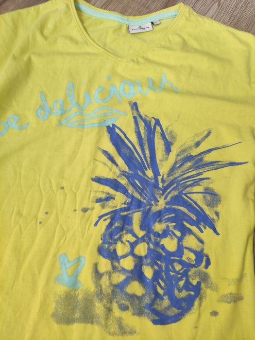 T-shirt damski w kolorze żółtym Tom Tailor rozm. L, niebieski ananas
