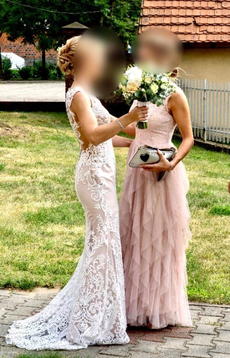 Suknia ślubna Boho koronka rybka rozm. 34/36