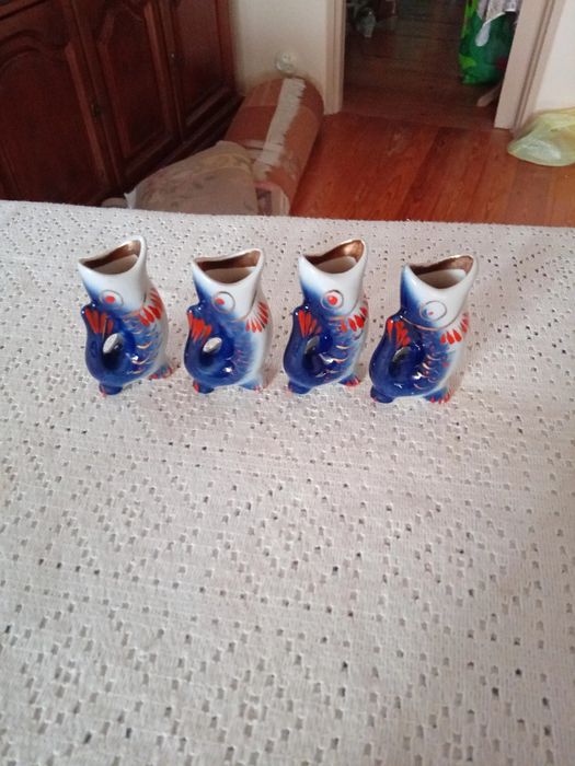 Karafka i kieliszki rybki PRL cena ost.