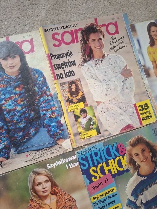 Stare magazyny robótki ręczne na drutach szydełku Sandra Diana