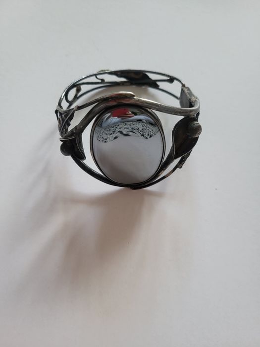 Srebrna bransoletka z hematytem