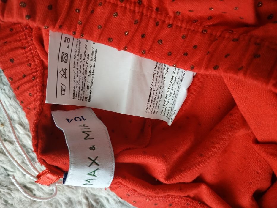 Nowe legginsy dziewczęce/święta/czerwone/prezent/Max&Mia/r.98/104