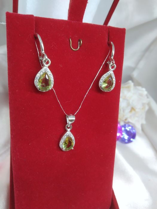 Srebrny komplet kolczyki i wisiorek, srebro 925