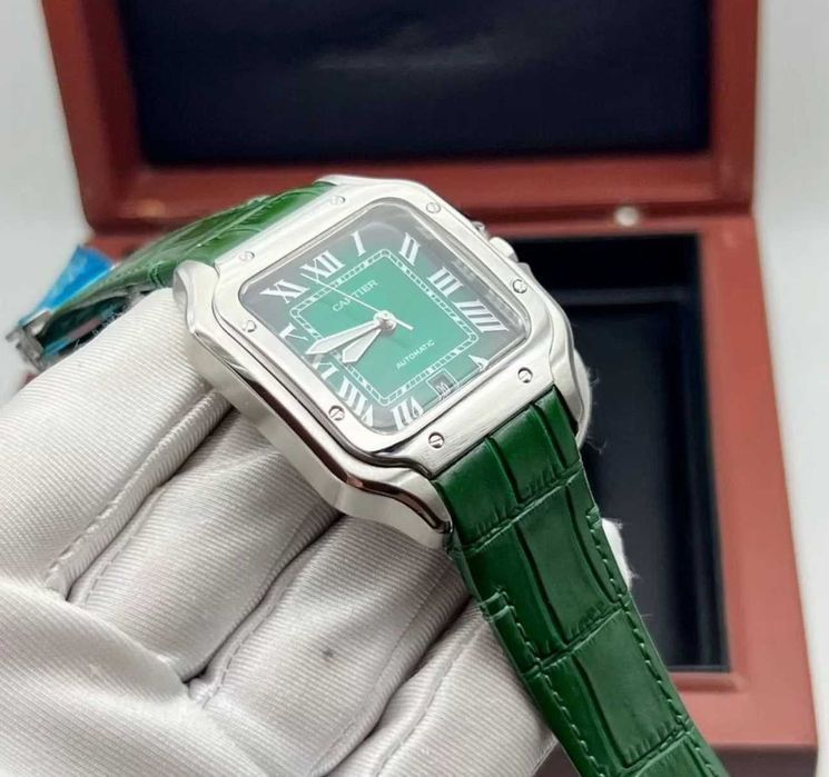 Часы наручные премиум Cartier Santos De Cartier Green Dial