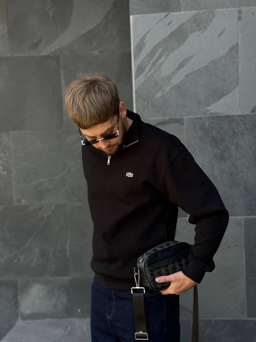 1/3 zip Lacoste / кофта светр світшот лакост чорний/ олд мані/ світер