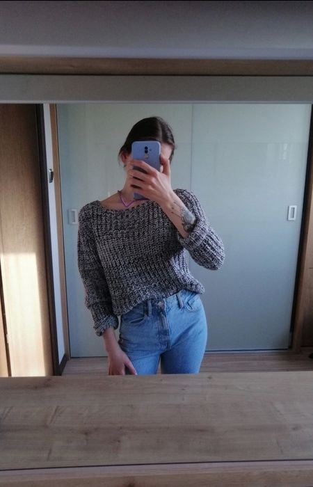 Sweter czarnobiały ciepły 36 S Brave Soul