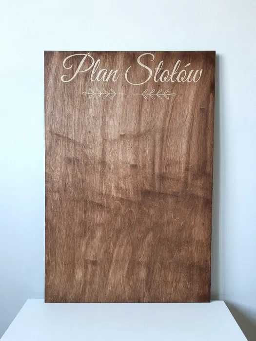Plan stołów dąb rustykalny rozmieszczenie gości tablica ślubna