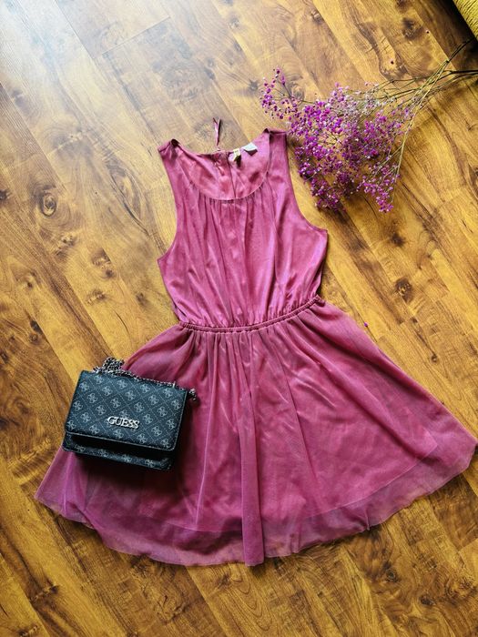 Krótka tiulowa sukienka na wesele, H&M, M