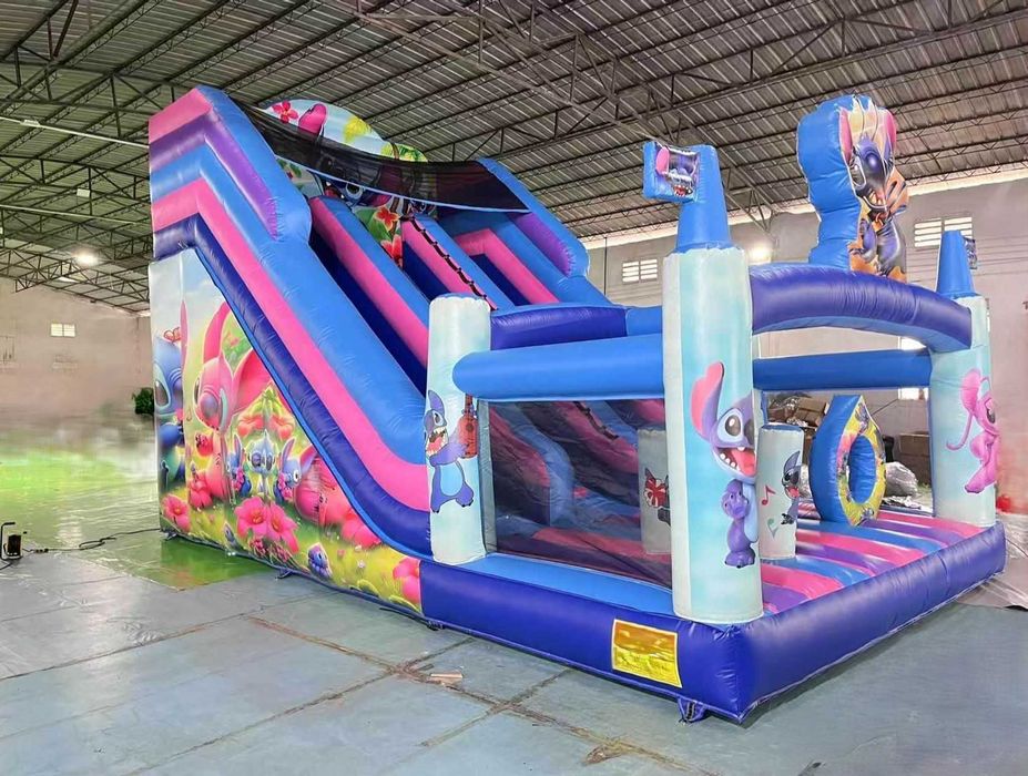 Wynajem Dmuchańca Zjeżdżalnia STITCH i DŻUNGLA, Piana Party, Bańki.