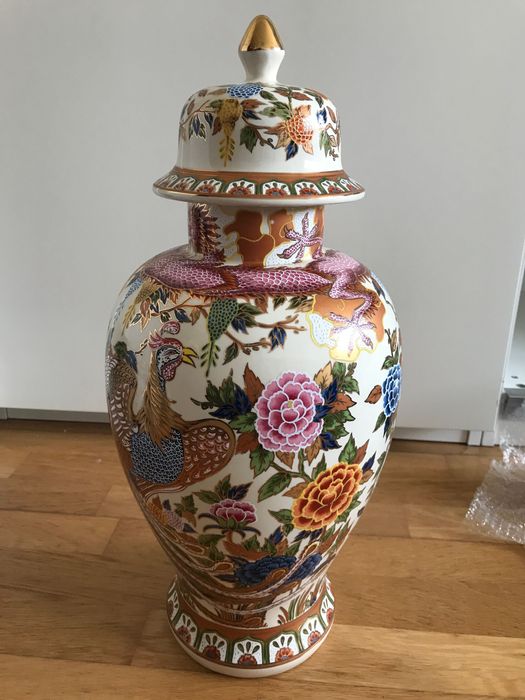 Jarrão Porcelana Panda estilo chinês