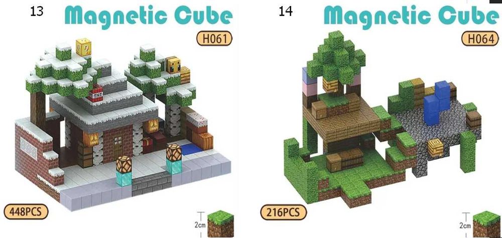 3Д Конструктор МАЙНКРАФТ Магнітний з блоків 3Д MINECRAFT Магнитный