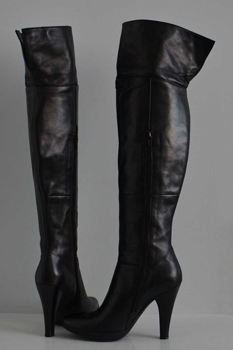 Muszkieterki Bruno Premi kozaki za kolano WYGODNY słupek skóra 100% 39