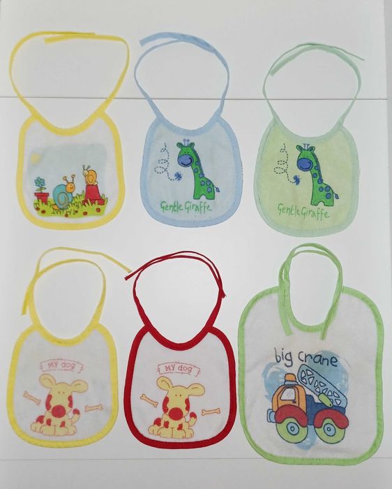 Komplet, 6 sztuk śliniaków bawełnianych 0m+ - stan bardzo dobry!!