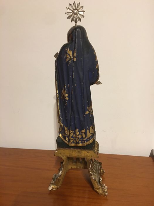 Santa antiga seculo XVVIII ou XIX com resplendor em prata