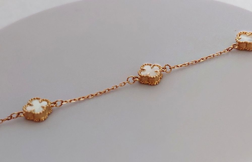 Золотий браслет "Конюшина Лайт" в стилі Ван Кліф 585 проба новий