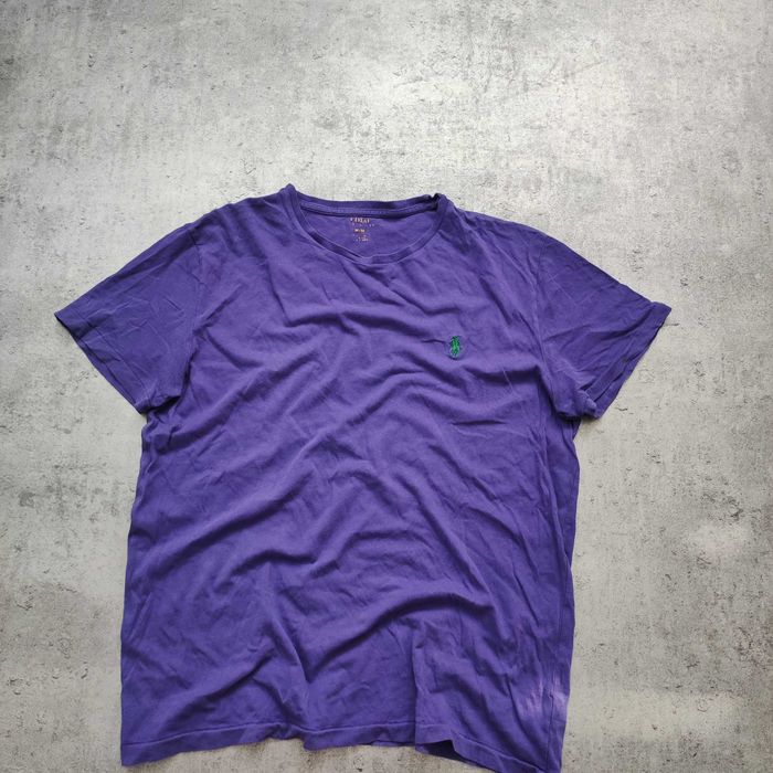 MĘSKA Koszulka Bawełna PREMIUM Fioletowa Klasyka Konik Ralph Lauren