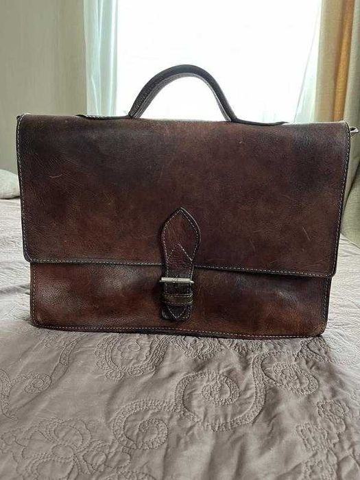 Коричневий шкіряний портфель для документів зі шкіри crazy horse