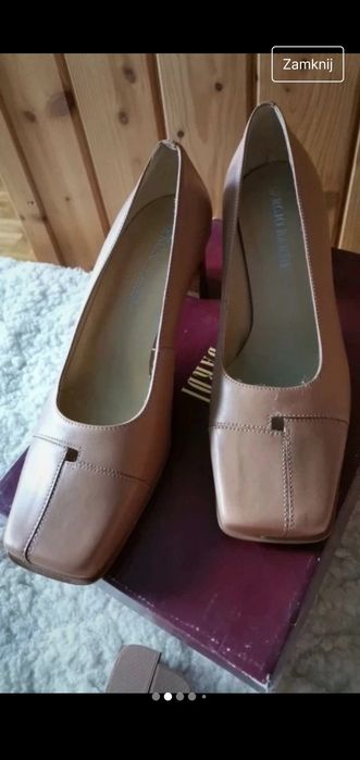 Nowe damskie czółenka Sergio Bardi eleganckie buty camel na słupku