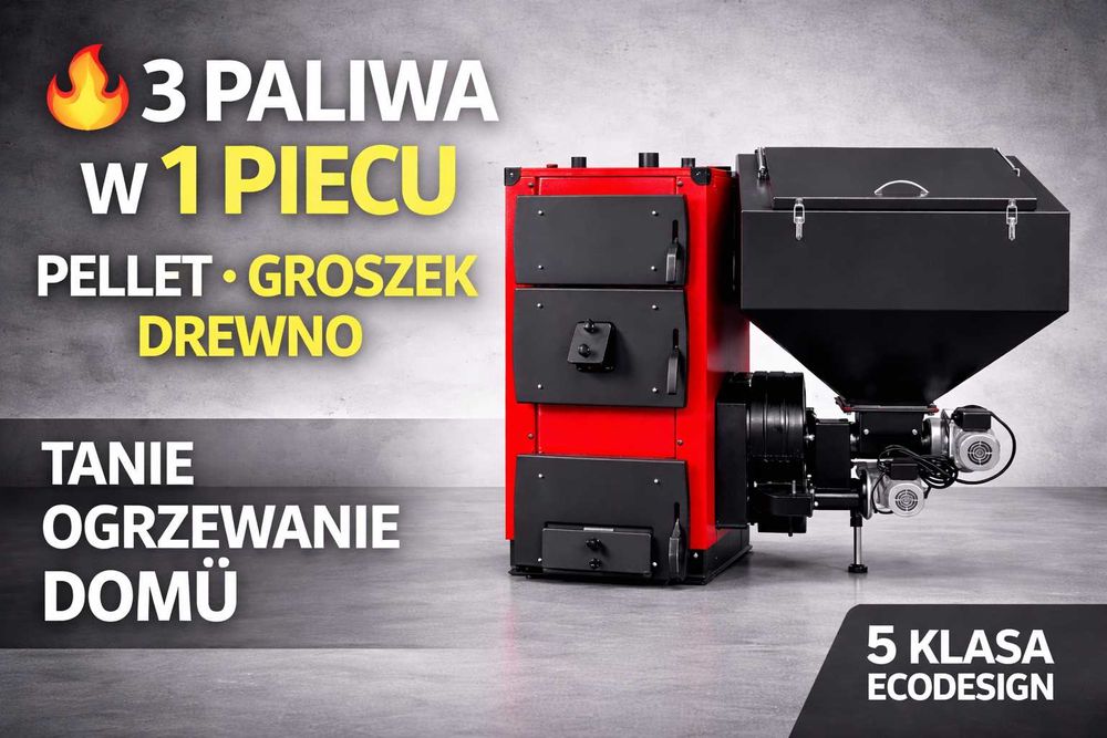 Kocioł Piec 12kW na pellet/ekogroszek/drewno 5 klasa ECODESIGN