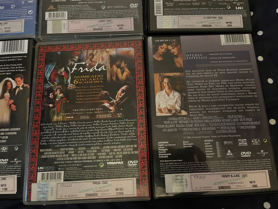 Lote 6xDVDs Frida, Elvis, Bobby, Lenny, Libertino